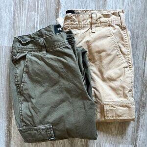 2 Pairs Men Loose Fit Cargo pants - Olive Green and Tan - RSQ loose fit